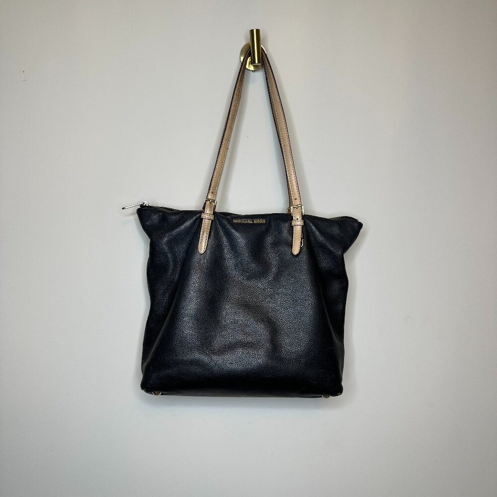 Michael Kors Black Soft Pebbled Leather Tote Shoulder Bag